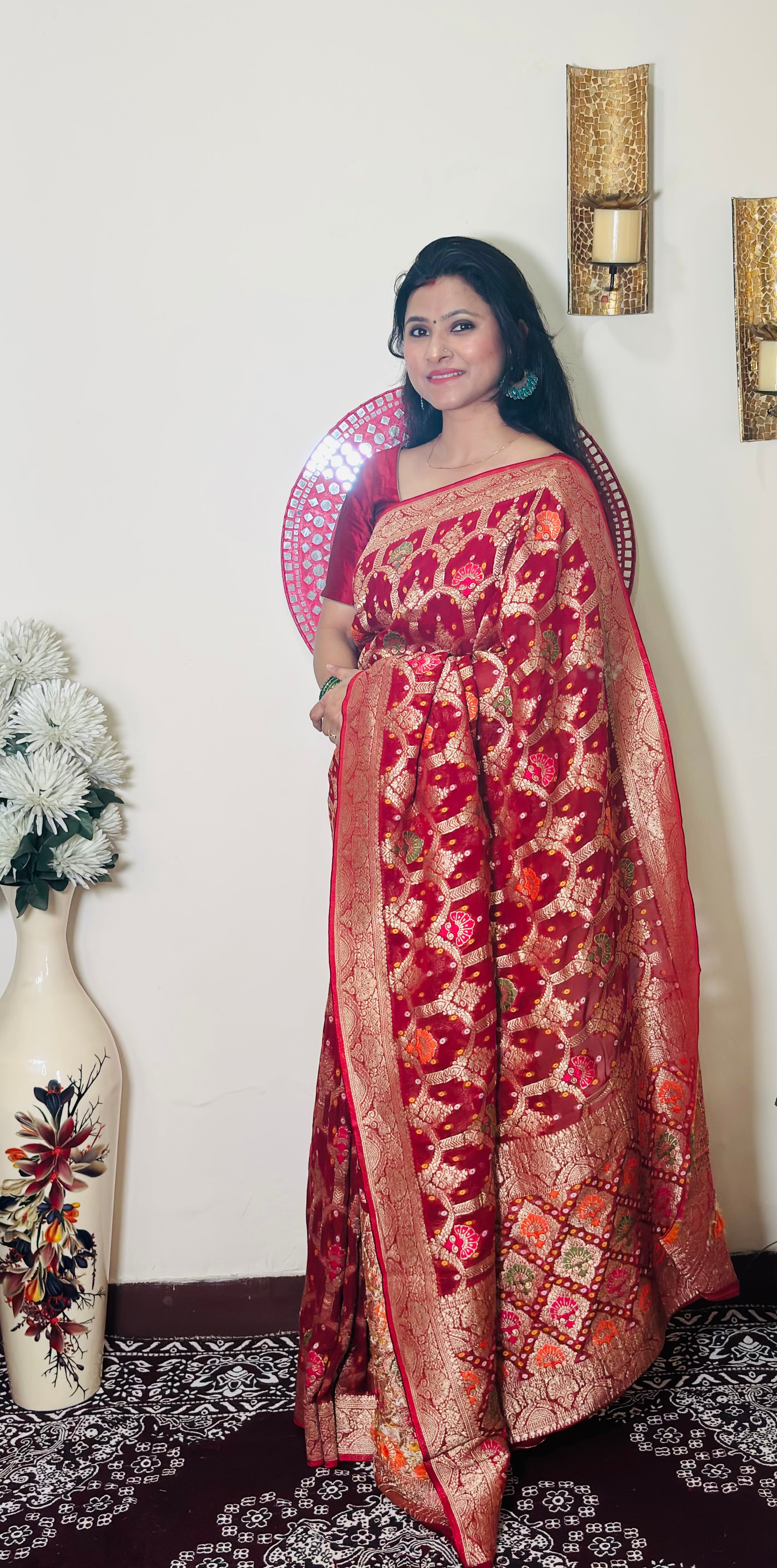 Gorgette Bandhej Meena Banarasi