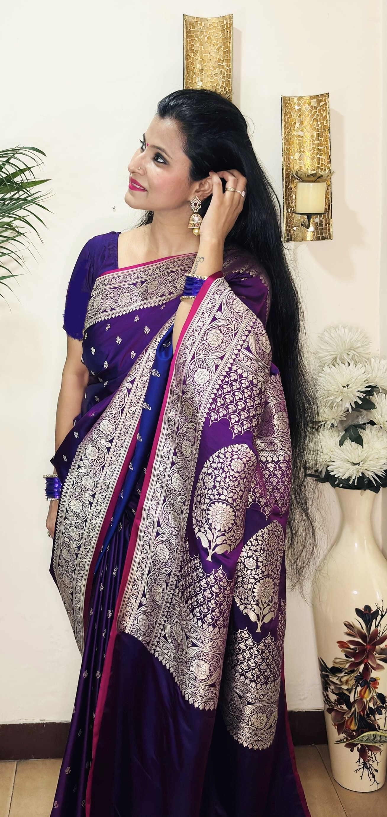 Mushru Katan Silk Banarasi Saree