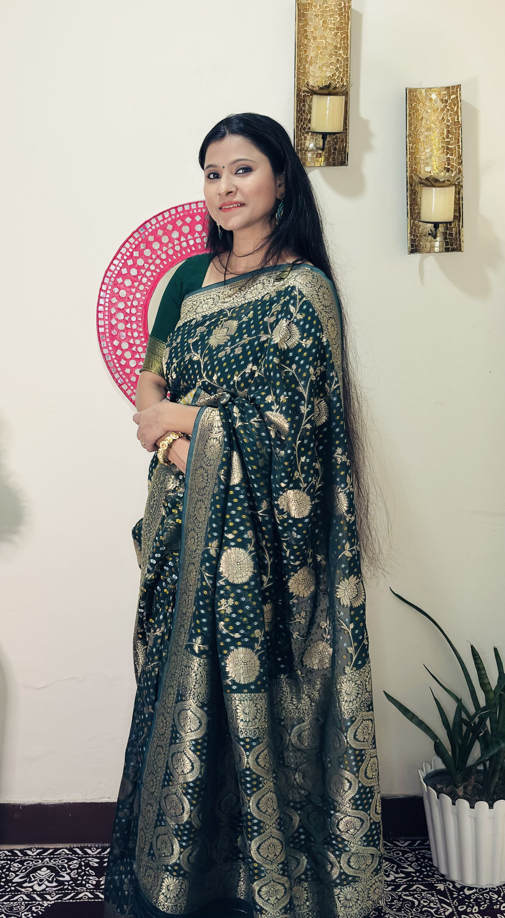 Gorgette Bandhej Saree