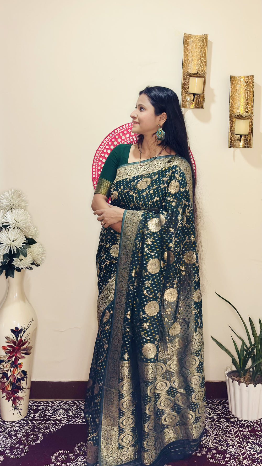 Gorgette Bandhej Saree