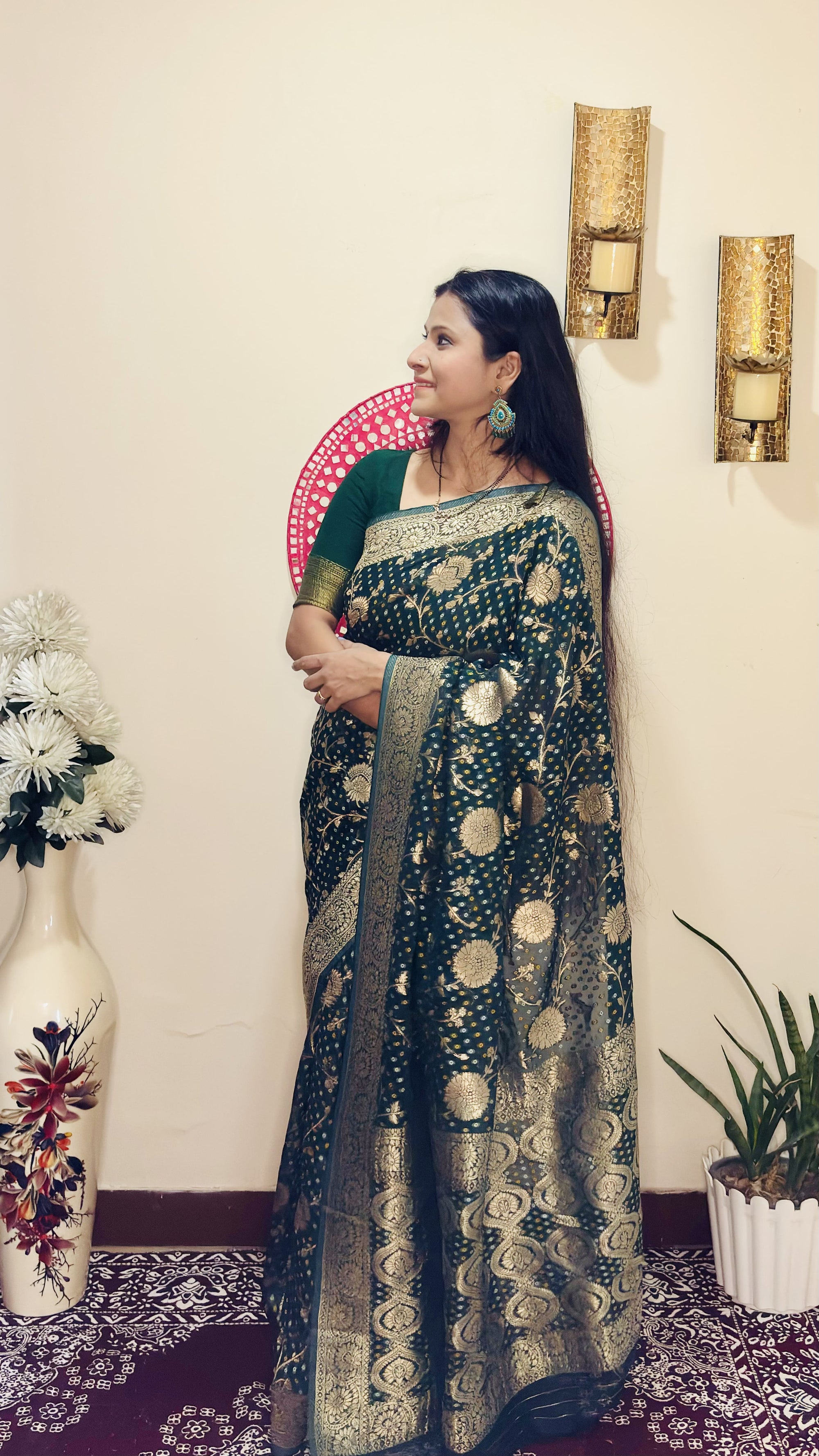 Gorgette Bandhej Saree