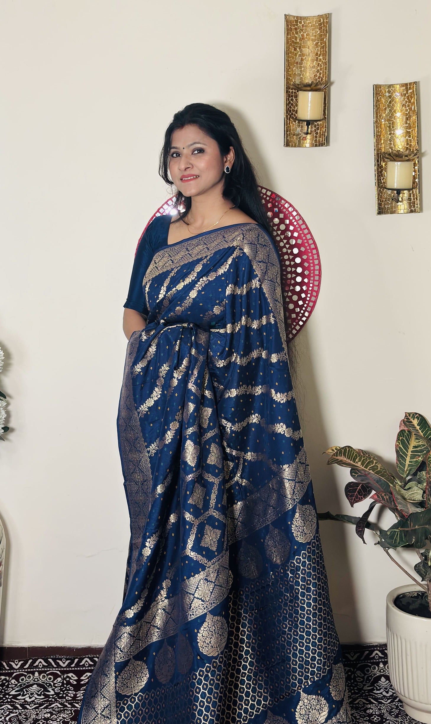 Satin Bandhej Banarasi